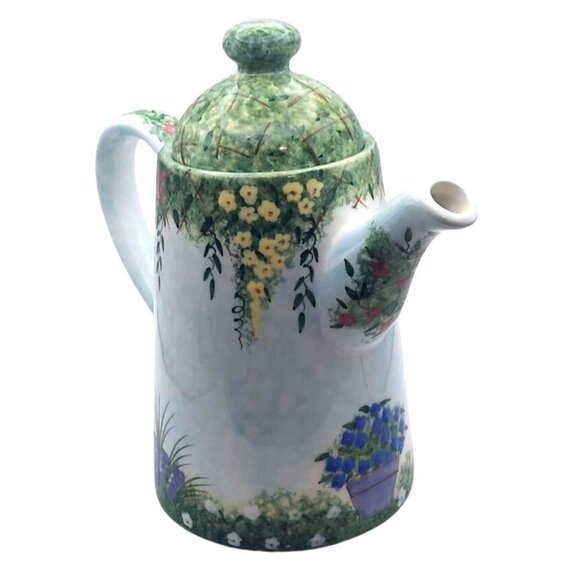 Flowers Inc Balloons Handpainted Ceramic Garden in Bloom Coffee Pot & Mug Set - Picture 2 of 11